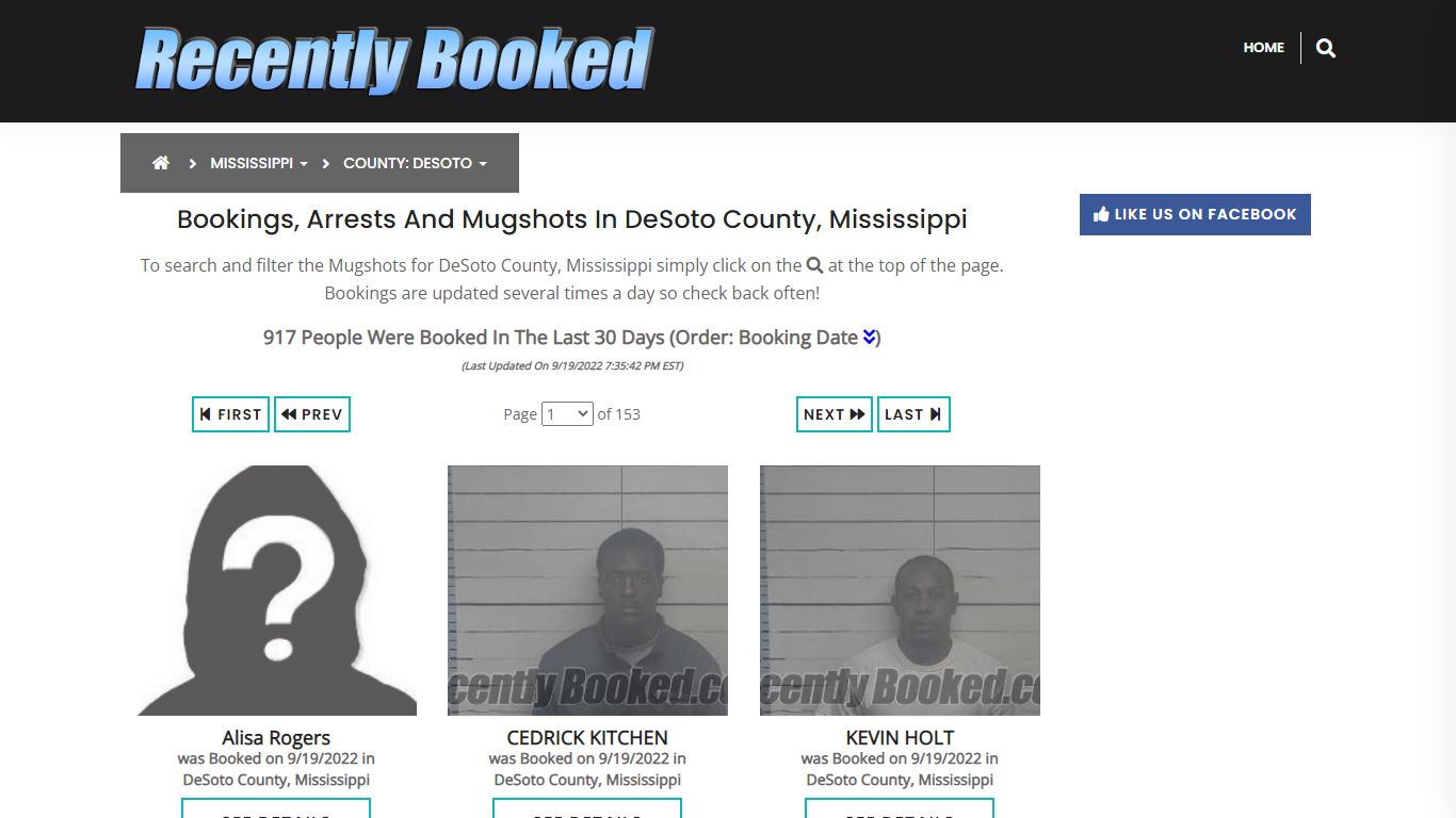 Bookings, Arrests and Mugshots in DeSoto County, Mississippi